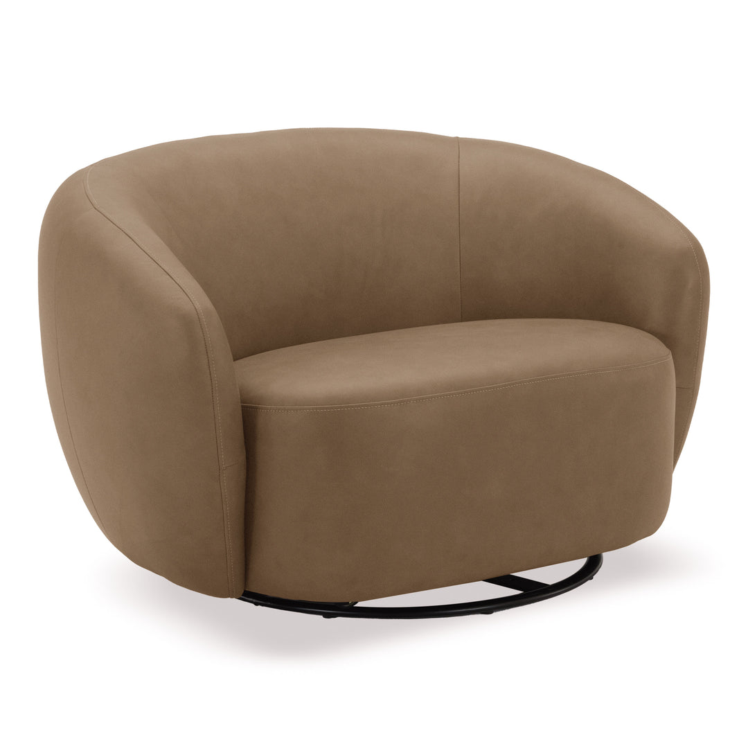 Omaha - Modern Tan Leather Swivel Accent Chair
