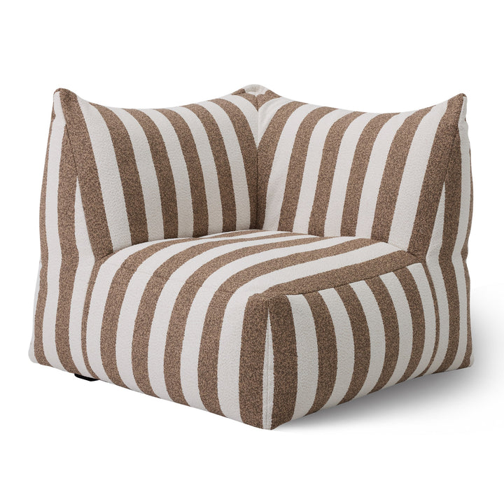 Lanuza - Outdoor Brown + White Stripe Fabric Modular Corner Sofa Seat