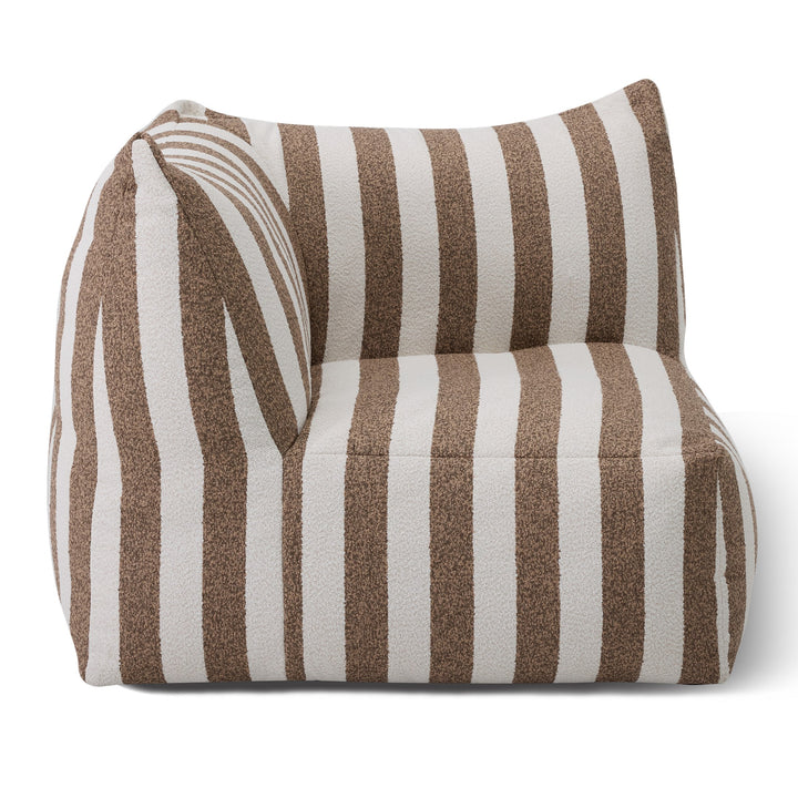 Lanuza - Outdoor Brown + White Stripe Fabric Modular Corner Sofa Seat