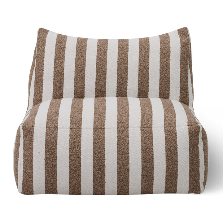 Lanuza - Outdoor Brown + White Stripe Fabric Armless Sofa Seat