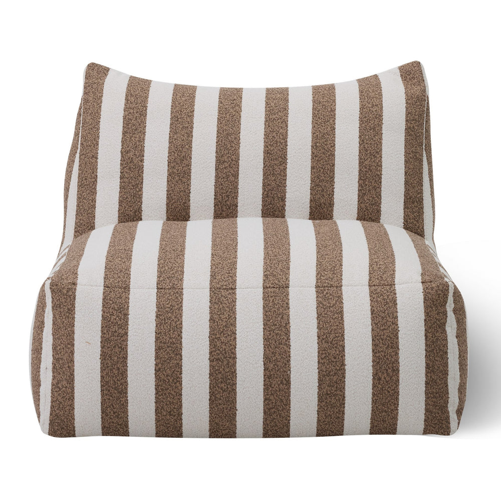 Lanuza - Outdoor Brown + White Stripe Fabric Armless Sofa Seat - View 3