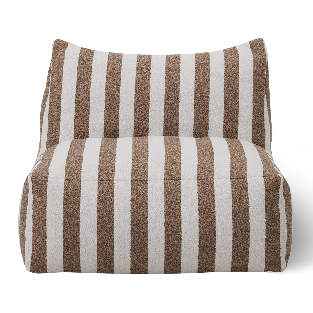Lanuza - Outdoor Brown + White Stripe Fabric Armless Sofa Seat