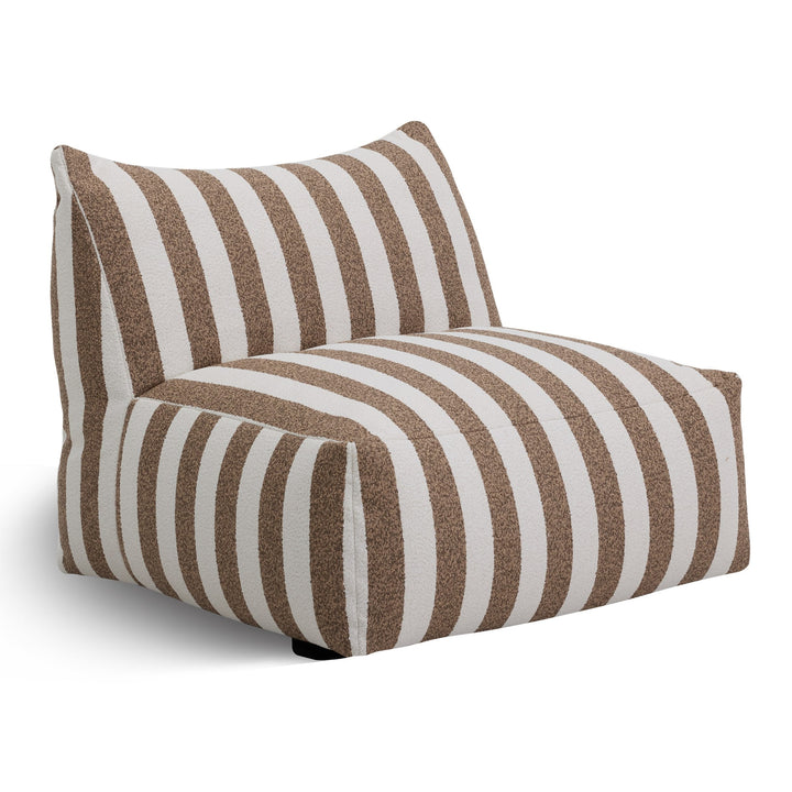 Lanuza - Outdoor Brown + White Stripe Fabric Armless Sofa Seat