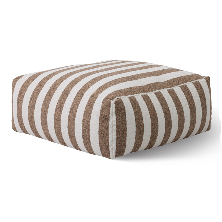 Lanuza - Outdoor Brown + White Stripe Fabric Ottoman
