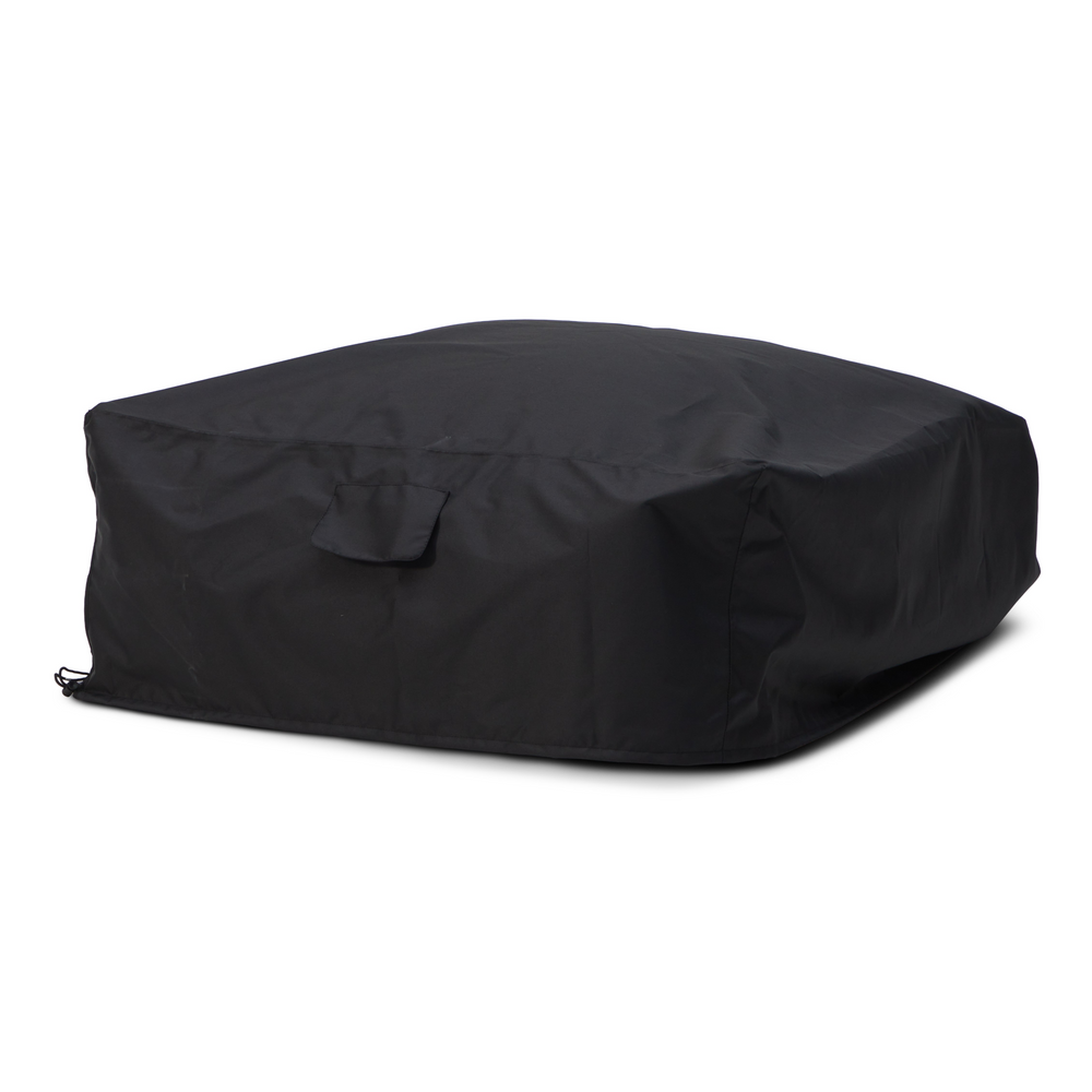 Lanuza - Outdoor Brown + White Stripe Fabric Ottoman - View 4