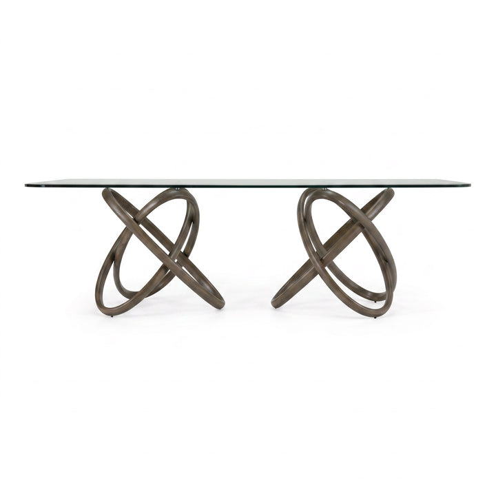 Mason Modern Glass + Grey Ash Dining Table