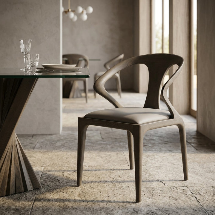Campbell - Mid-Century Modern Grey Leatherette &amp; Grey Ash Dining Chair
