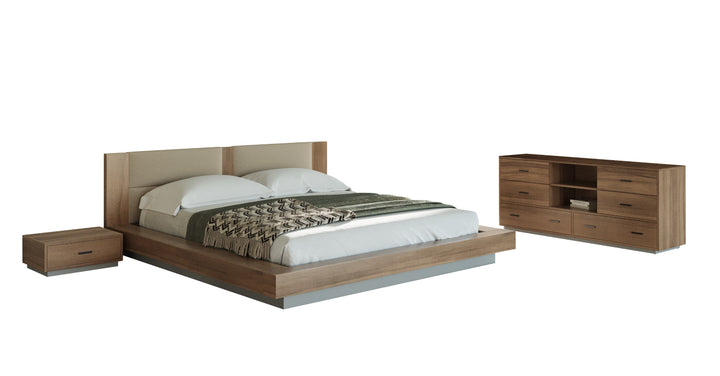 Fantasia - Contemporary Walnut &amp; Grey 4-Piece Bedroom Set