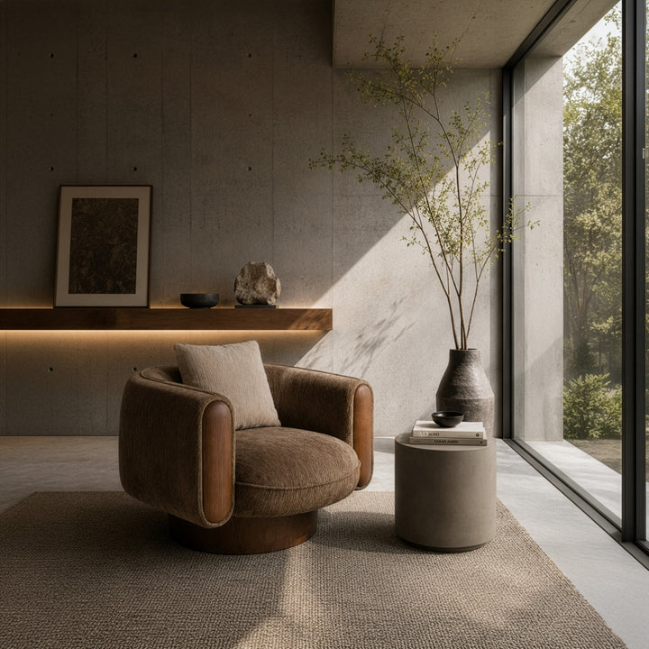 Kiran - Modern Brown + Beige Swivel Accent Chair