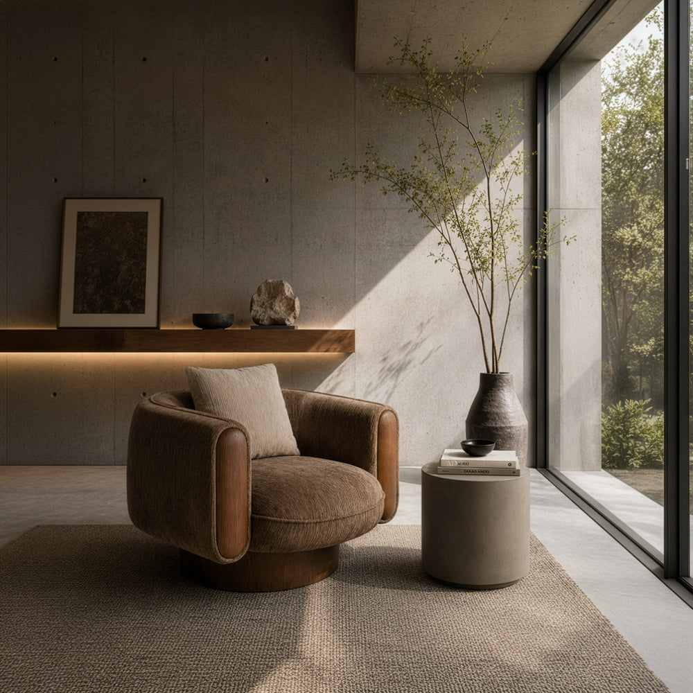 Kiran - Modern Brown + Beige Swivel Accent Chair - View 2