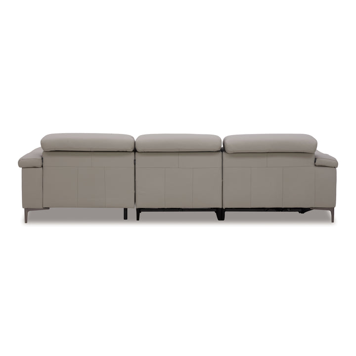 Meidas - Modern Light Grey Leather Sectional Sofa + 2 Recliners - Right Facing Chaise