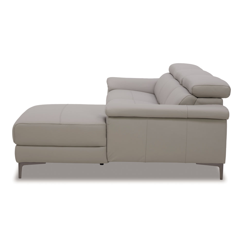 Meidas - Modern Light Grey Leather Sectional Sofa + 2 Recliners - Right Facing Chaise - View 4
