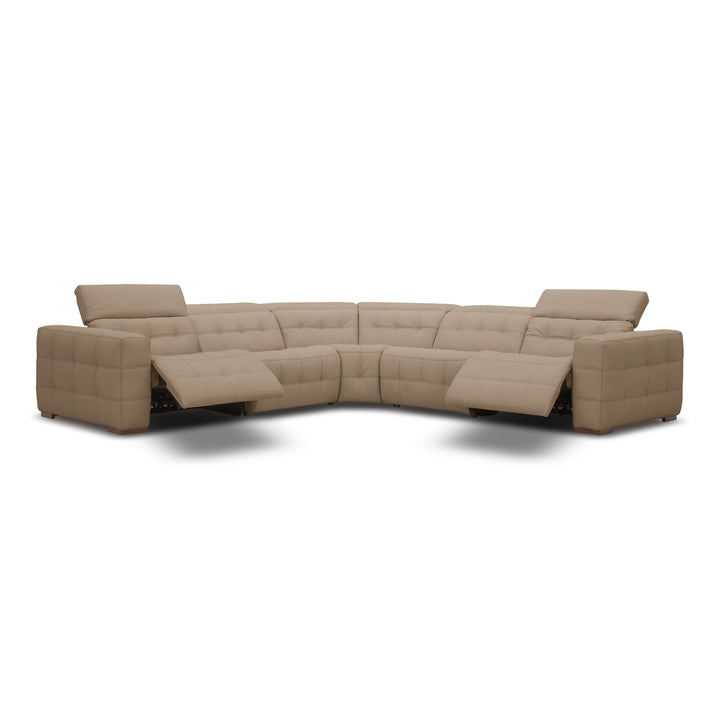 Carney - Modern Beige Leather Sectional Sofa + 3 Recliners
