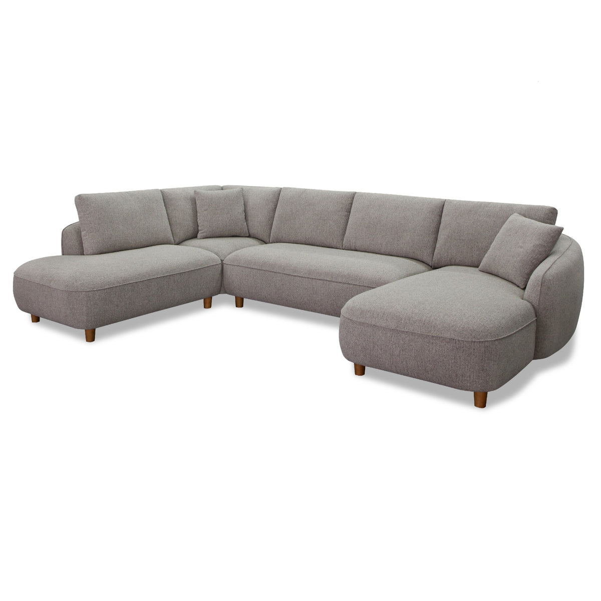 Joslin - Modern Grey Fabric U-Shaped Sectional Sofa - View 2
