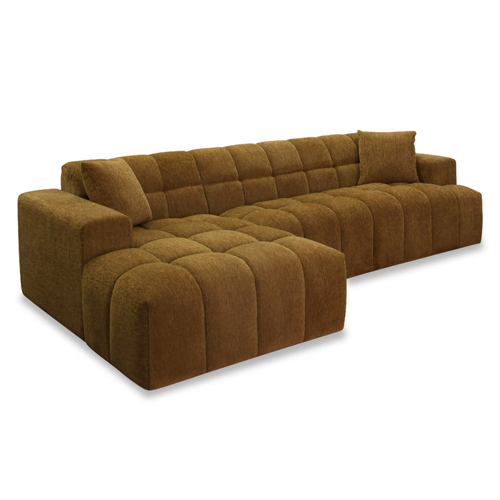 Shapiro - Modern Brown Fabric Sectional Sofa w/ Left Facing Chaise
