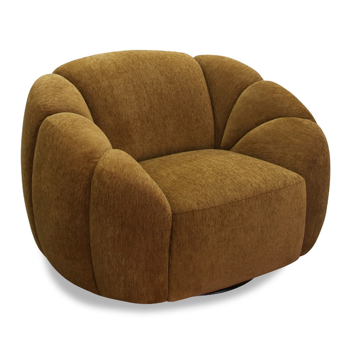 Thune - Modern Brown Fabric Swivel Accent Chair