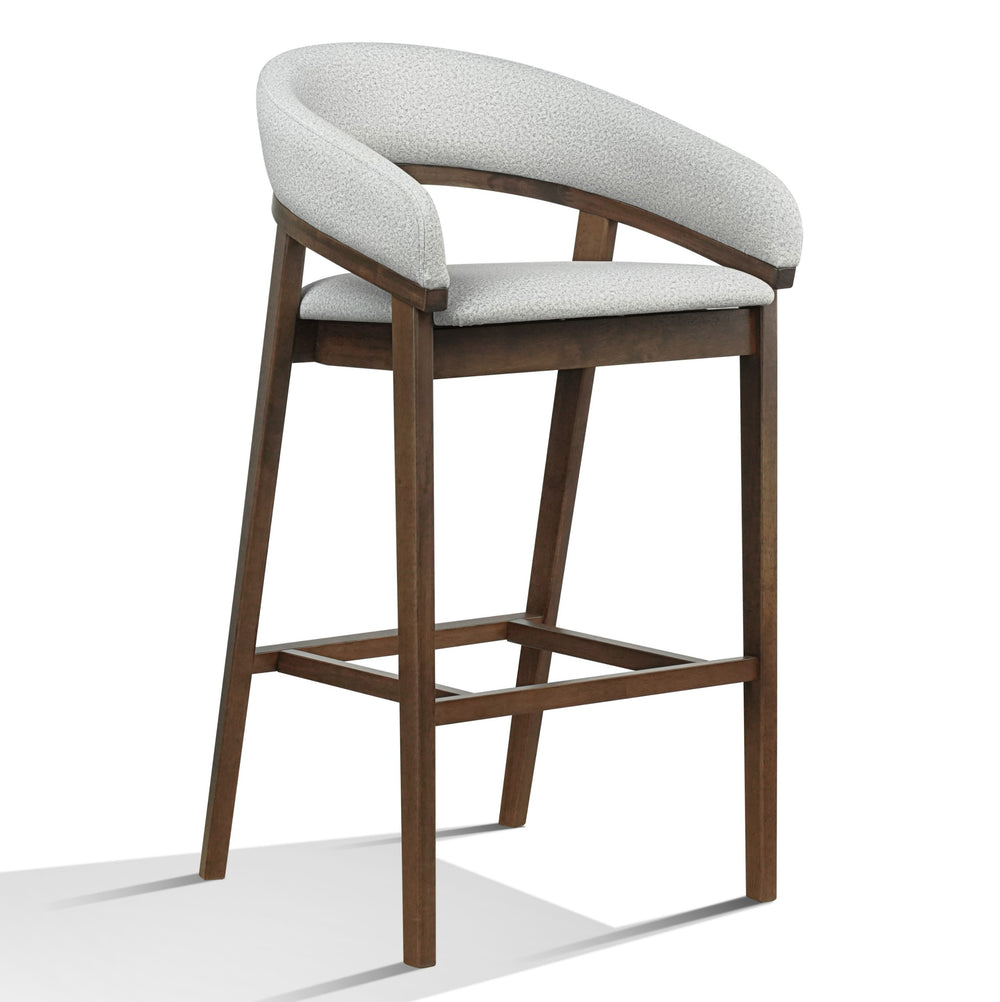 Truman - Mid-Century Modern Grey + Walnut Bar Chair (Set of 2) - View 2