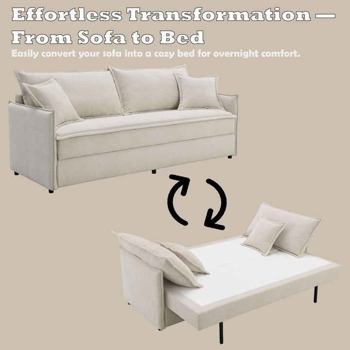 Elisea - Sofa With Sleeper - Beige Fabirc