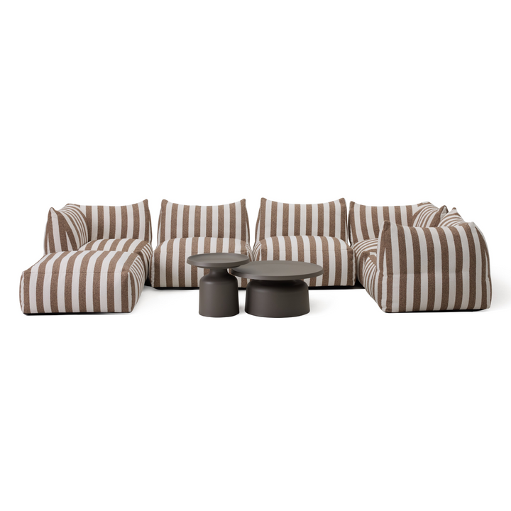 Lanuza - Outdoor Brown + White Stripe Fabric Armless Sofa Seat