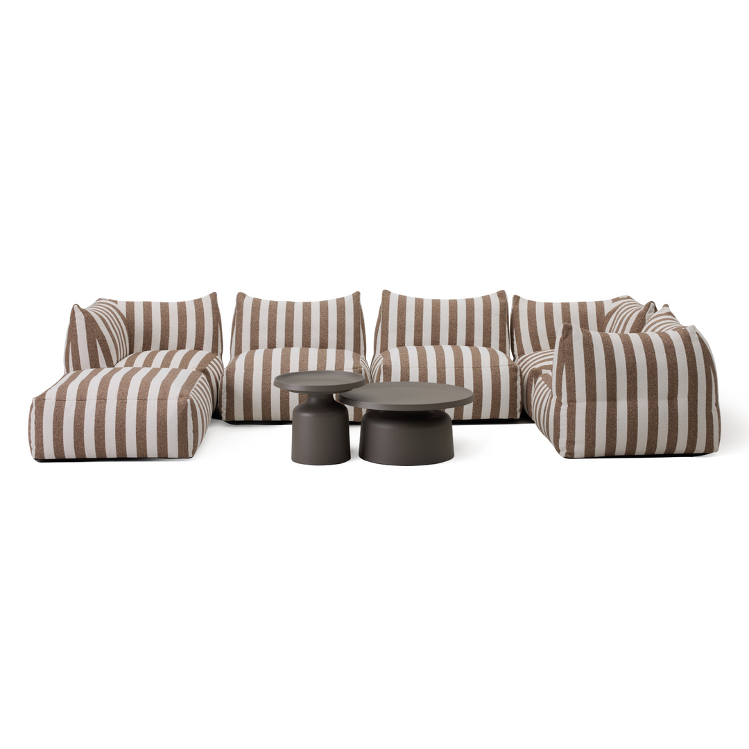 Lanuza - Outdoor Brown + White Stripe Fabric Armless Sofa Seat