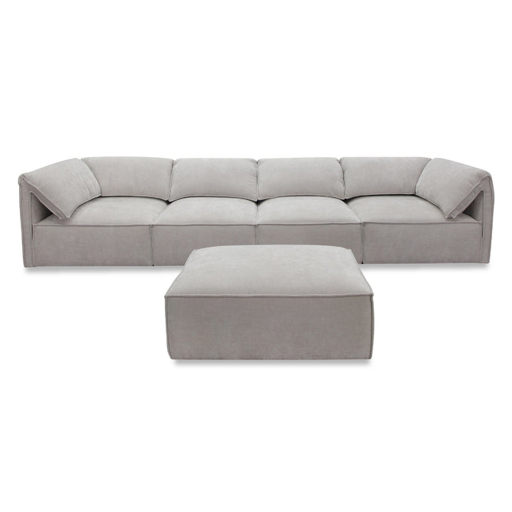 Gene - Modern Light Grey Fabric Modular Sectional Sofa-5-Piece Sectional