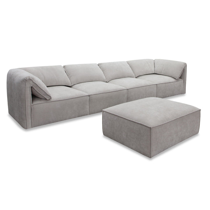Gene - Modern Light Grey Fabric Modular Sectional Sofa