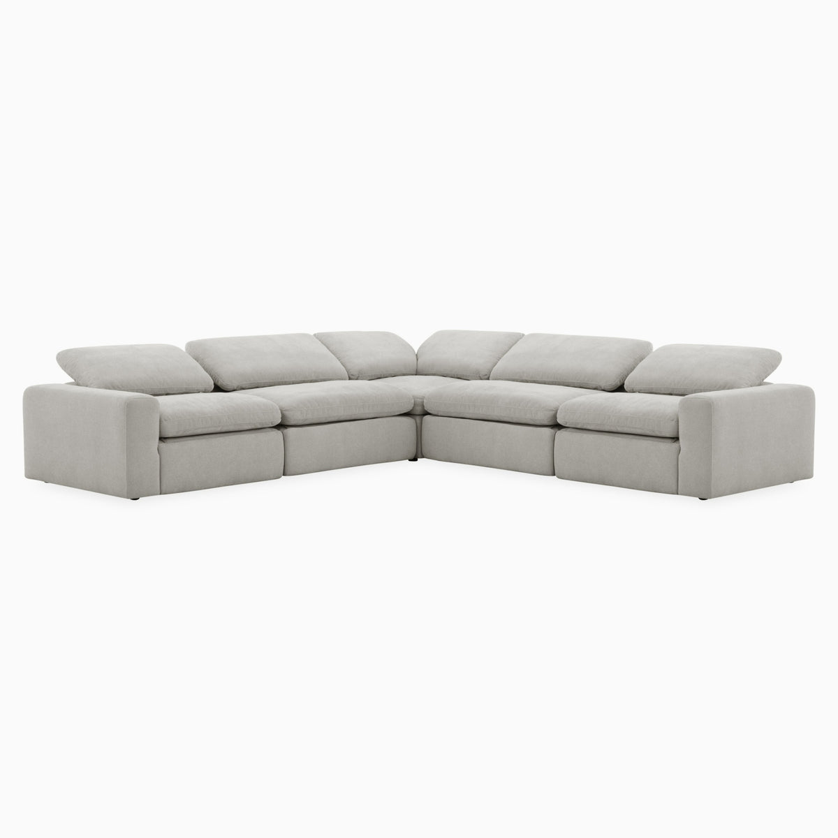 Corinth - Modern Grey Fabric Sectional Sofa with 3 Power Recliners & Headrests