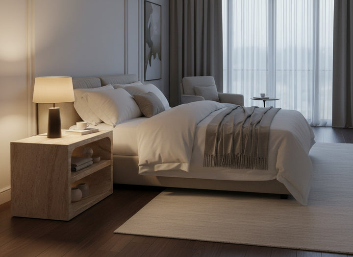 Kenya - Modern Faux Travertine Concrete Nightstand