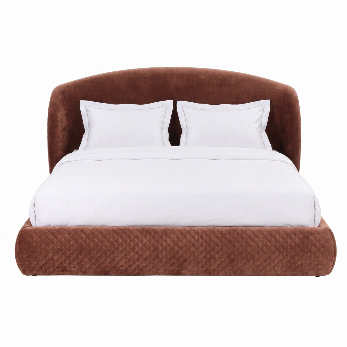Queen Stephanie - Modern Brown Fabric Bed