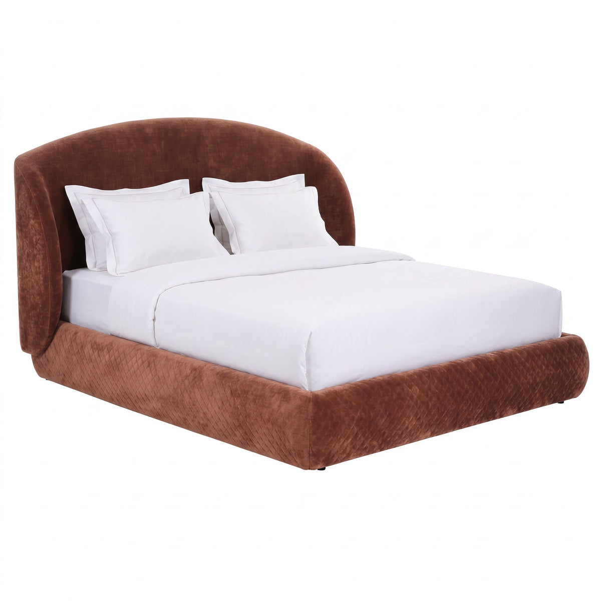 Queen Stephanie - Modern Brown Fabric Bed
