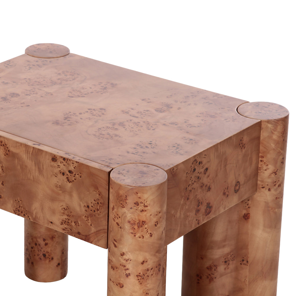 Trita - Modern Wide Burl End Table/Nightstand