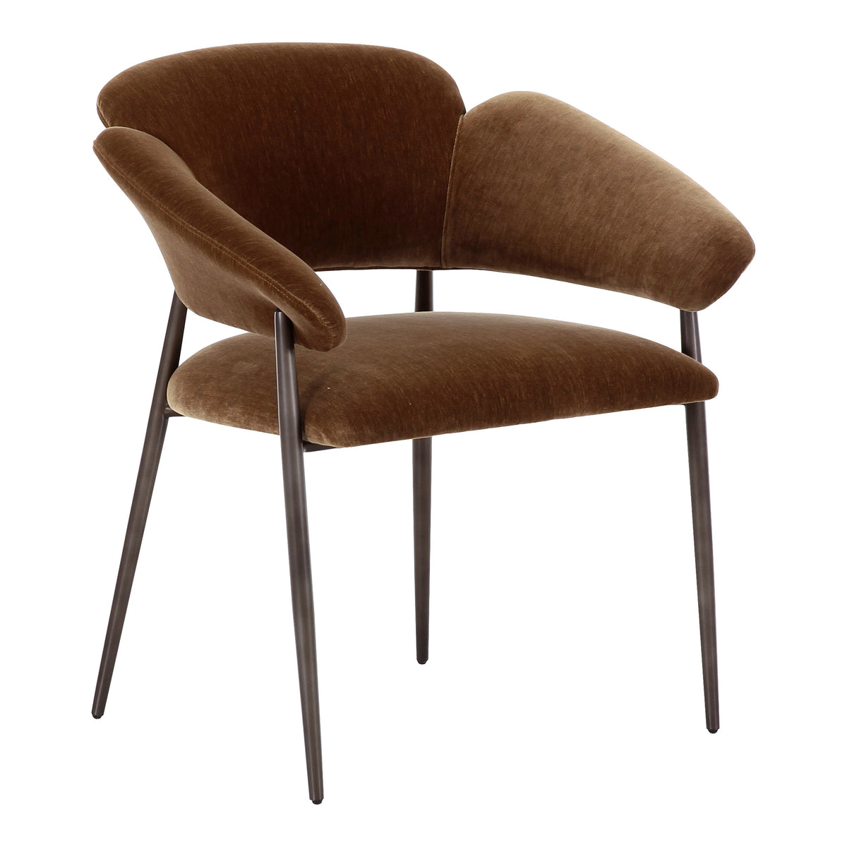 Jafar - Modern Brown Fabric - Antique Brass Dining Chair