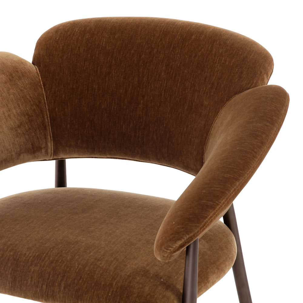 Jafar - Modern Brown Fabric - Antique Brass Dining Chair