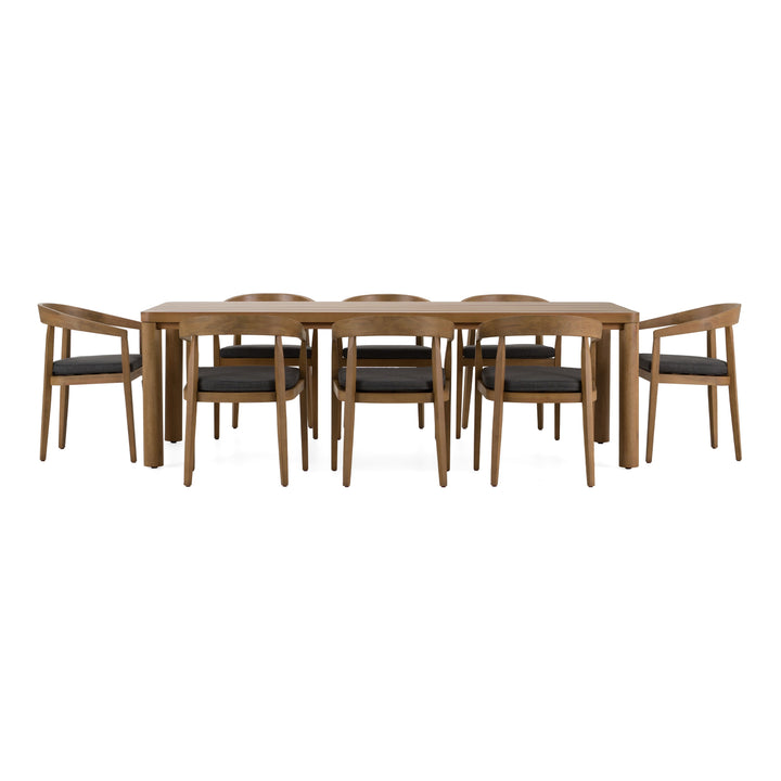Evora + Sintra - Outdoor Eucalyptus + Grey Olefin 9-Piece Dining Set