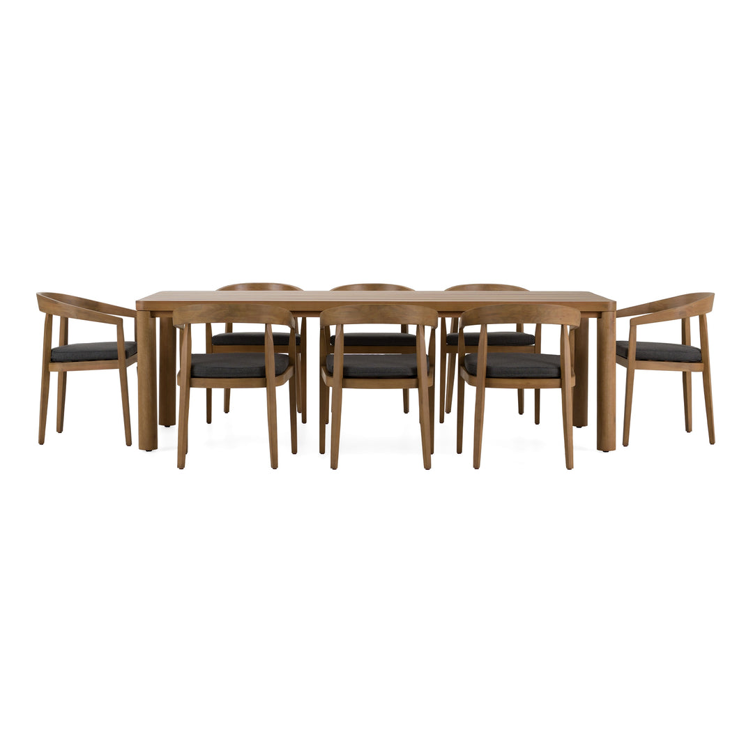 Evora + Sintra - Outdoor Eucalyptus + Grey Olefin 9-Piece Dining Set