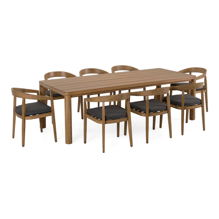 Evora + Sintra - Outdoor Eucalyptus + Grey Olefin 9-Piece Dining Set