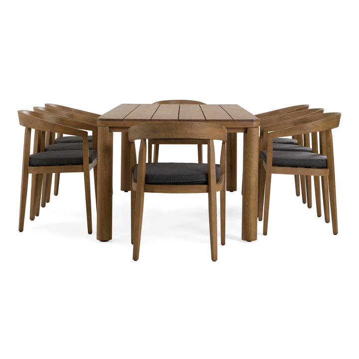 Evora + Sintra - Outdoor Eucalyptus + Grey Olefin 9-Piece Dining Set