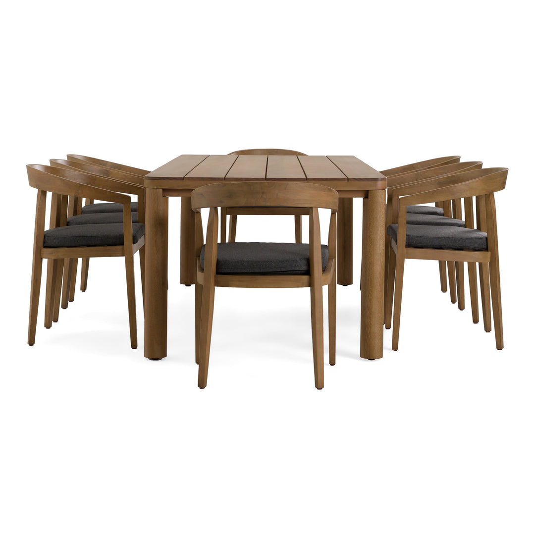 Evora + Sintra - Outdoor Eucalyptus + Grey Olefin 9-Piece Dining Set