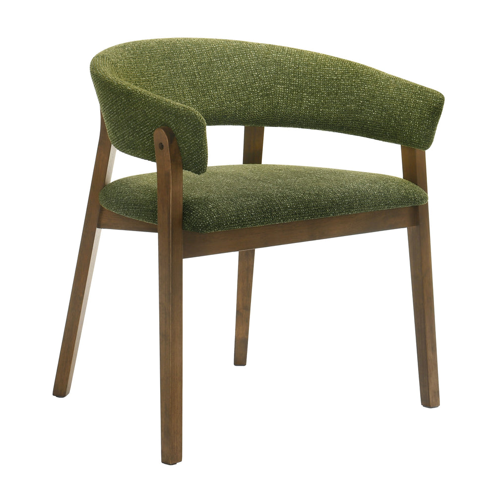 Nouveau Ike - Mid-Century Modern Green Fabric + Walnut Dining Chair (Set of 2)