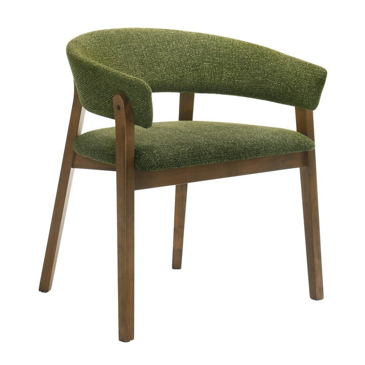 Nouveau Ike - Mid-Century Modern Green Fabric + Walnut Dining Chair (Set of 2)