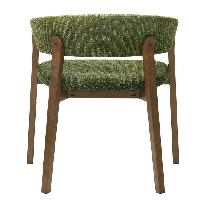 Nouveau Ike - Mid-Century Modern Green Fabric + Walnut Dining Chair (Set of 2)