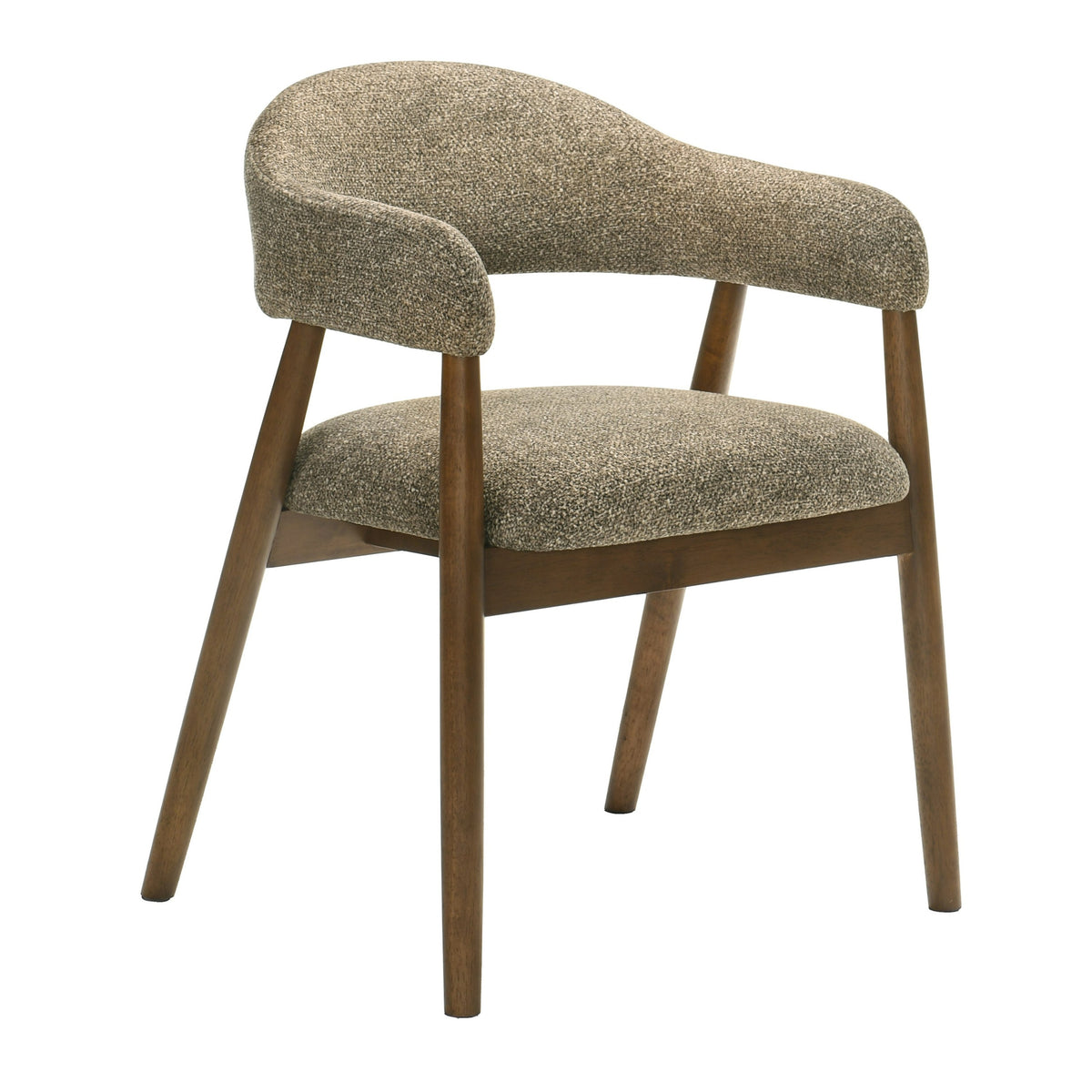 Lox - Mid-Century Modern Tan Fabric + Walnut Dining Chair
