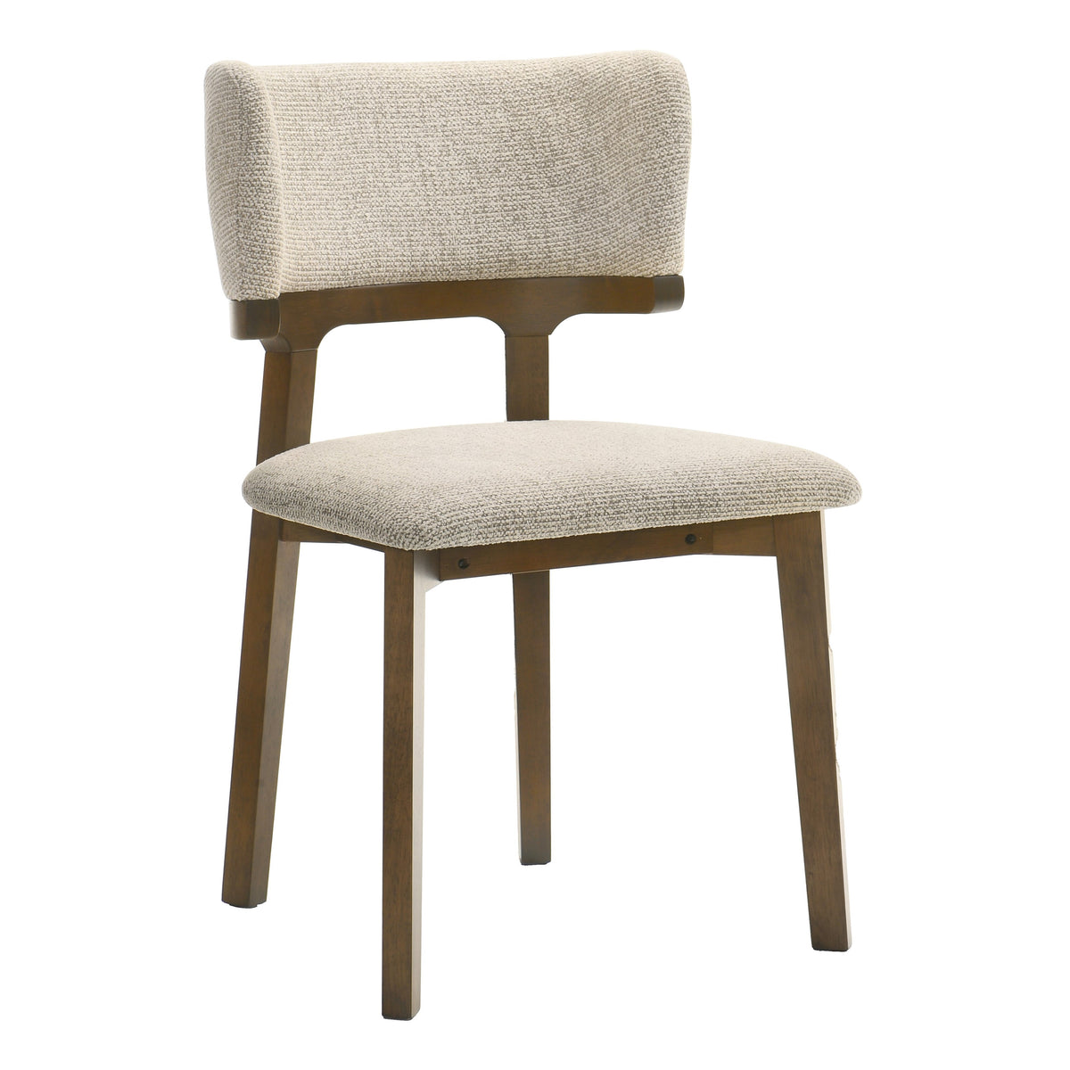Winston - Mid-Century Modern Beige Fabric + Walnut Dining Chair (Set of 2)