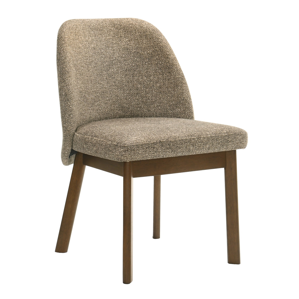 Titus - Mid-Century Modern Tan Fabric + Walnut Dining Chair (Set of 2)