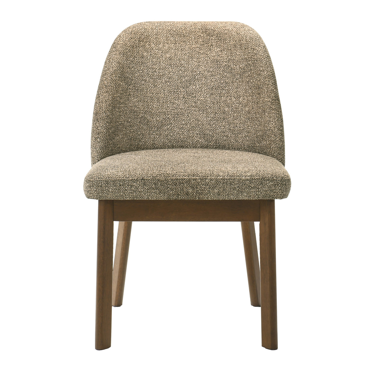 Titus - Mid-Century Modern Tan Fabric + Walnut Dining Chair (Set of 2)