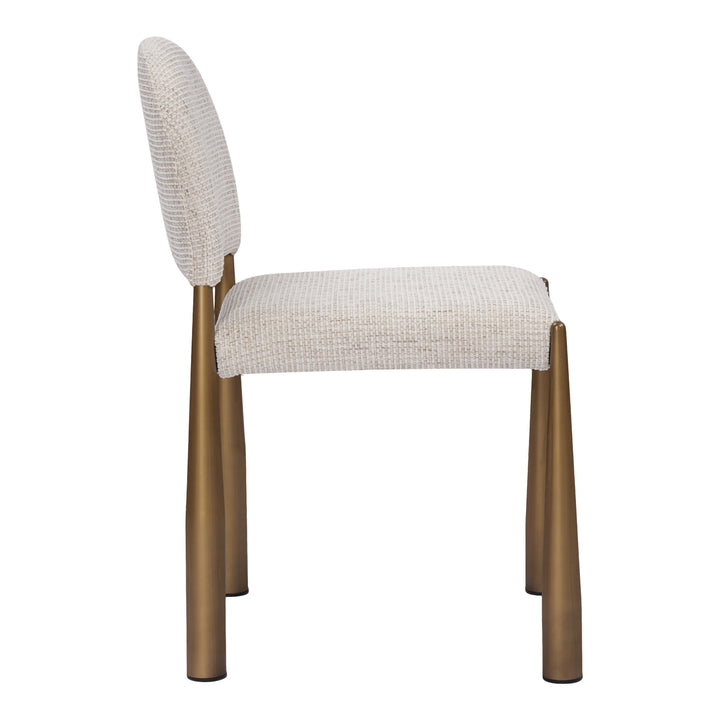 Zagros - Modern Beige Fabric + Antique Brass Dining Chair (Set of 2)