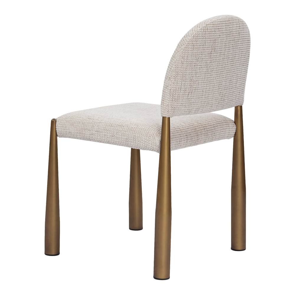 Zagros - Modern Beige Fabric + Antique Brass Dining Chair (Set of 2)