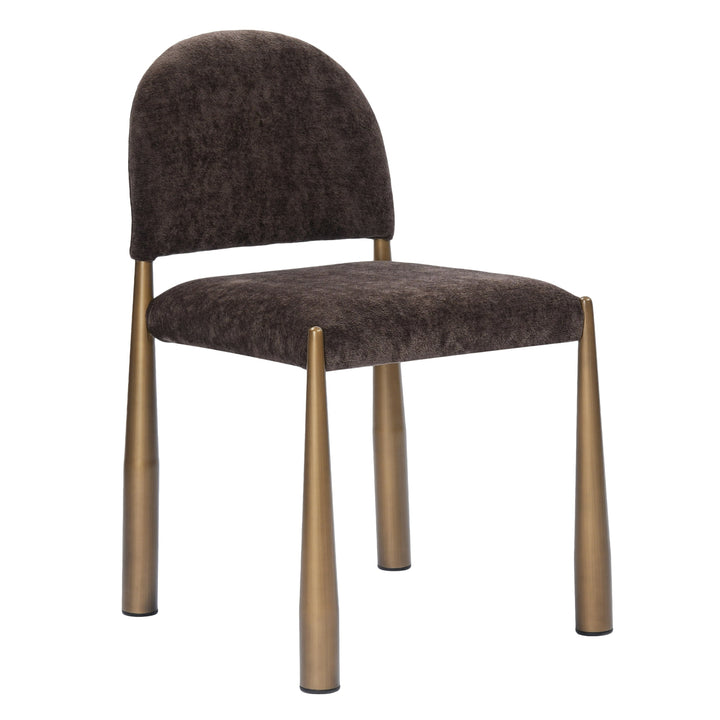 Zagros - Modern Black Fabric + Antique Brass Dining Chair (Set of 2)