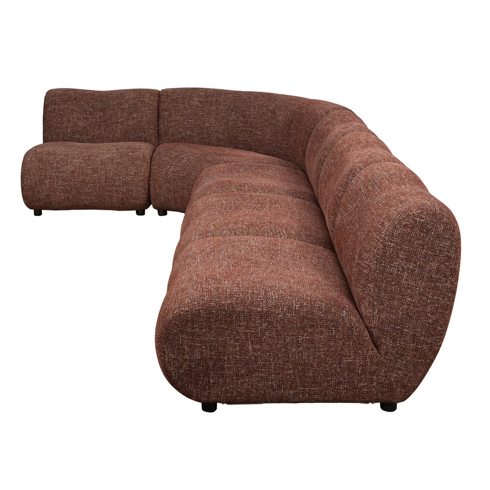 Moz - Modern Brick Red Fabric Sectional Sofa