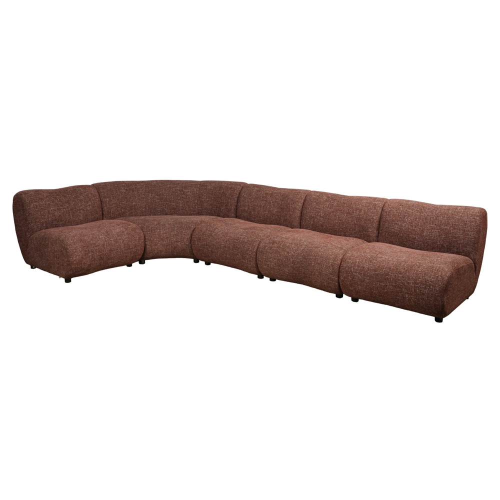 Moz - Modern Brick Red Fabric Sectional Sofa